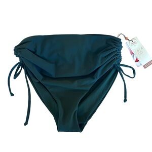 NWT Calia Ruched Side Tie High Rise Tummy Control Bikini Bottoms Medium